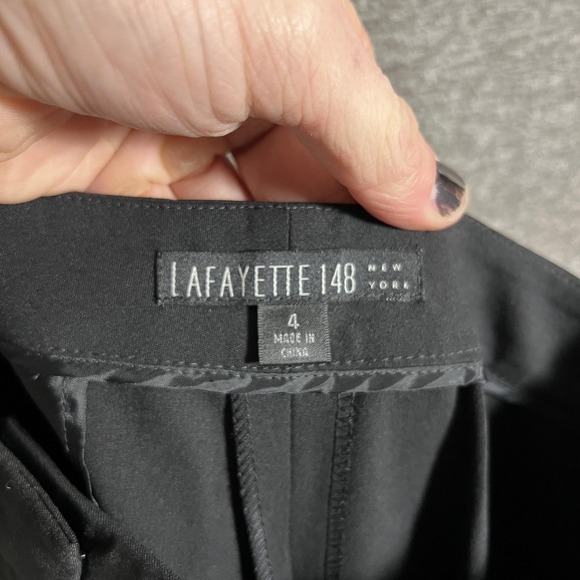 Lafayette 148 New York Dress Pants Womens 4 Black Slim Tapered Twill Work - Picture 7 of 8